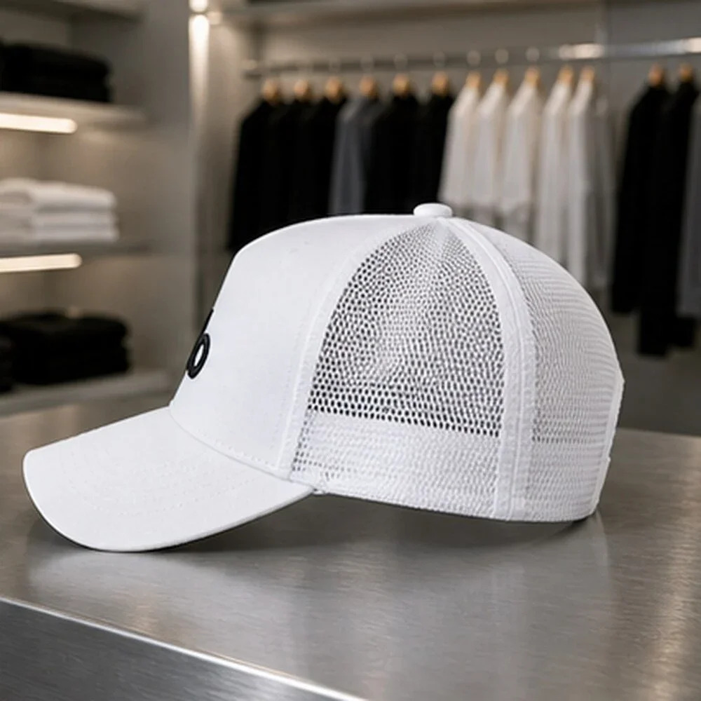 ALO Yoga White Black Running Mesh Trucker Cap Hat NWT